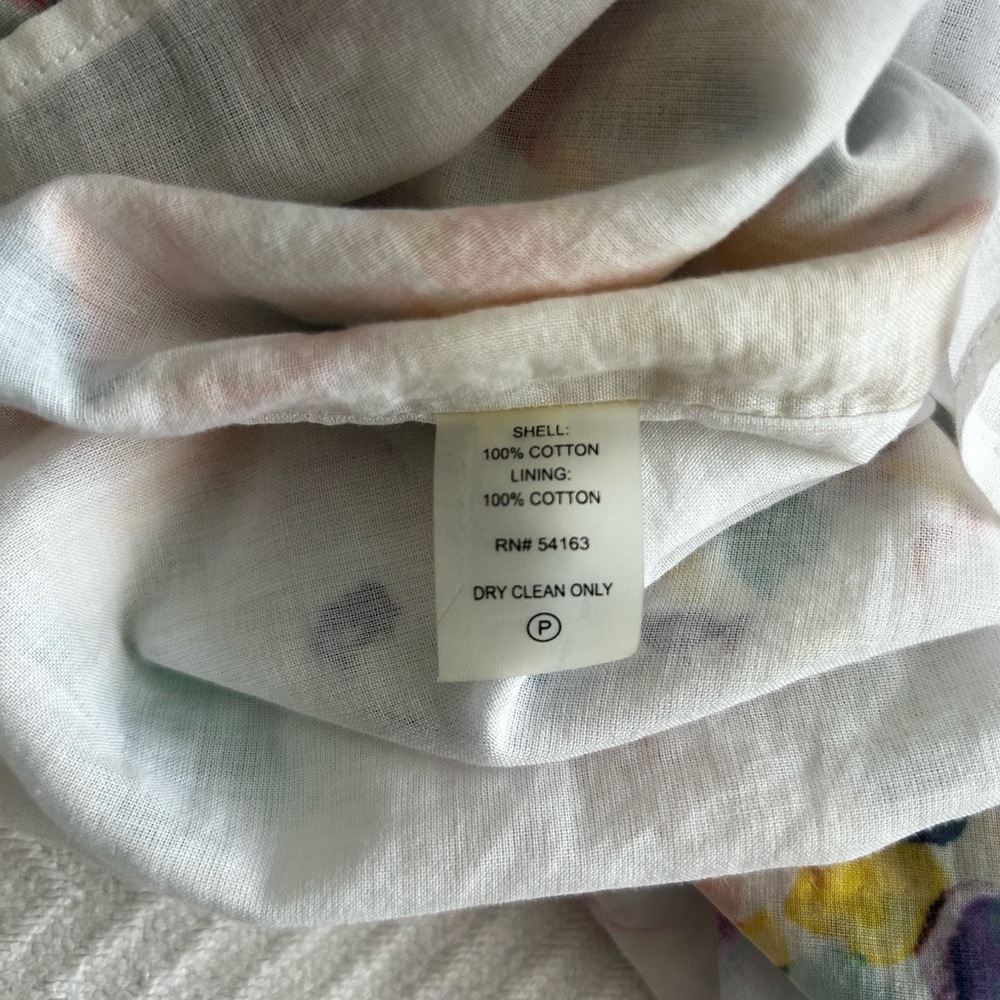 Calvin Klein One Shoulder Sheath White Multicolor Floral 100% Cotton Dress Sz 12 - Picture 6 of 9